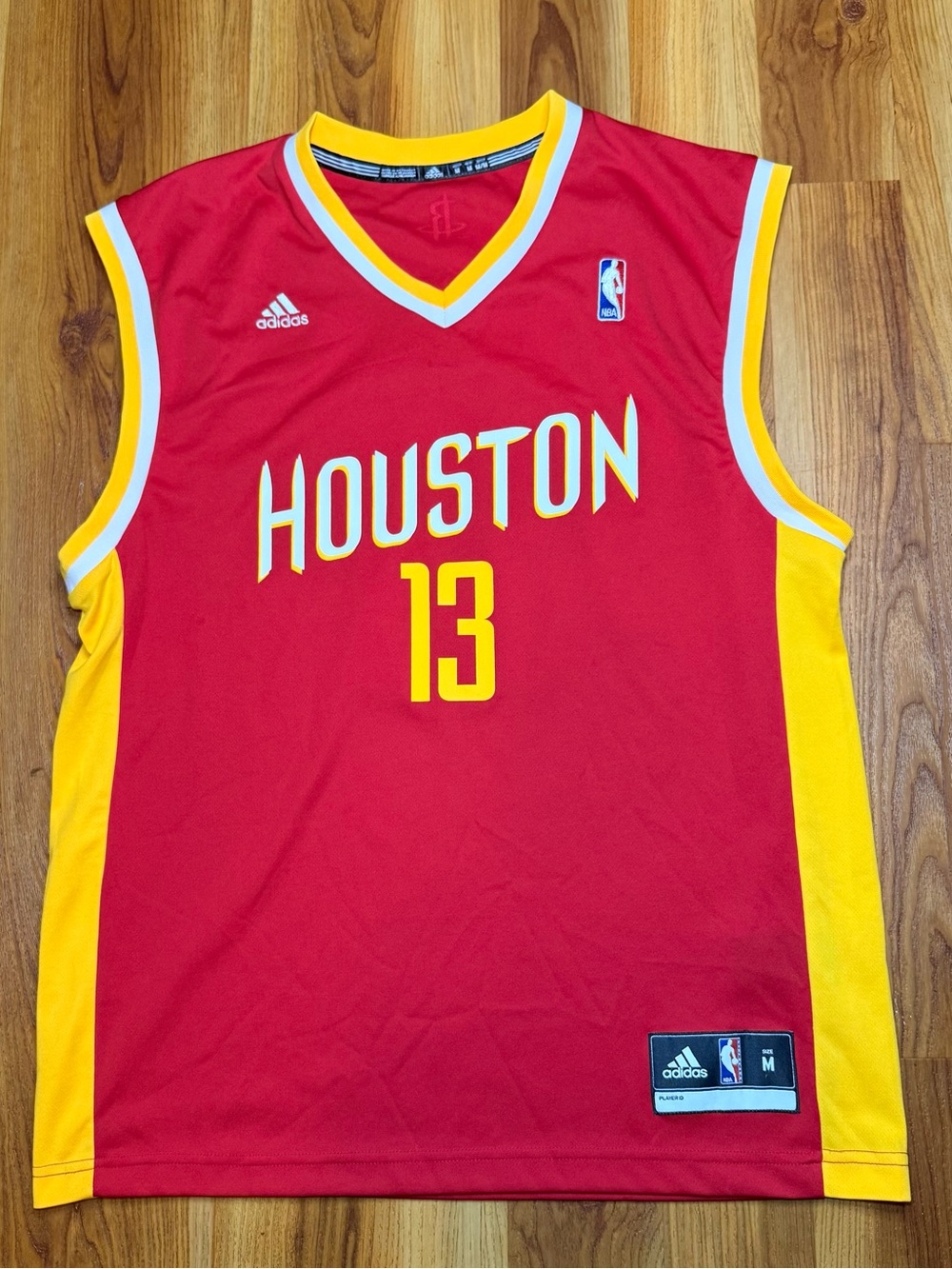 adidas Houston Red and Yellow Basketball Jersey #13